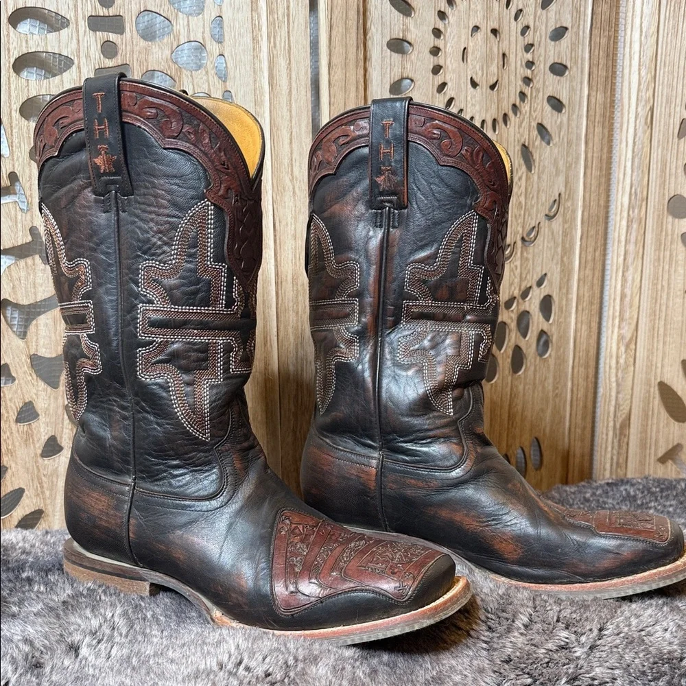 Tin Haul Western Leather Boots - Brown - Picture 1 of 11